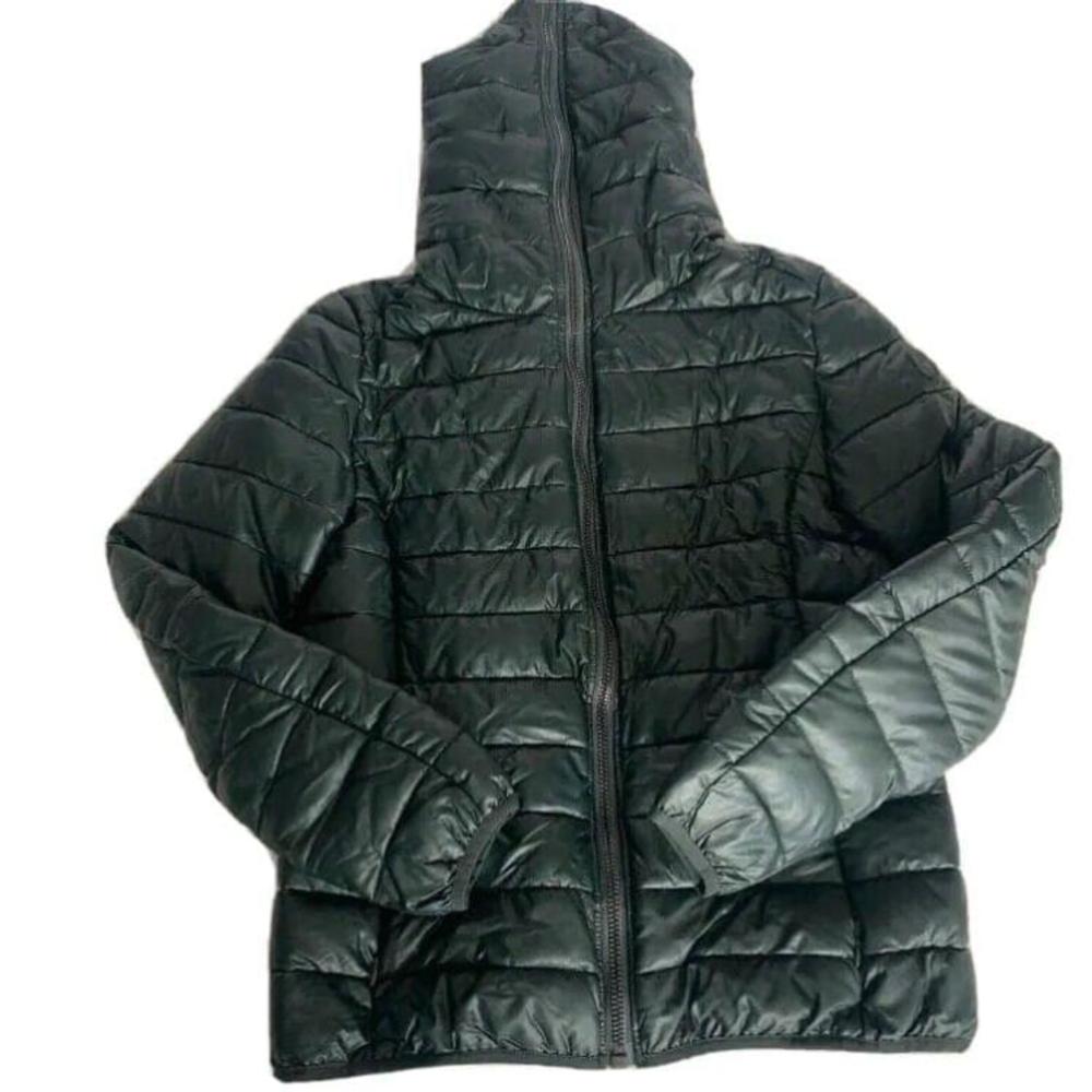 Sz M Save The Duck Womens Laura Water-Resistant Hooded Puffer Jacket Dk Grn $229